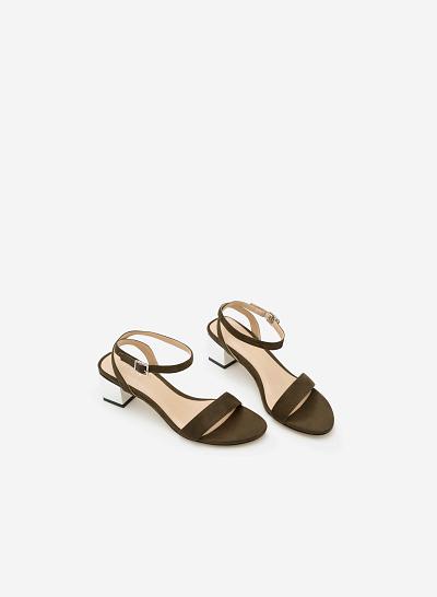 Giày sandal gót vuông SDN 0571 - Màu Xanh rêu