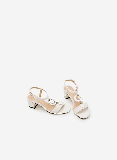 Giày Sandal Gót Vuông SDN 0566 - Màu Trắng