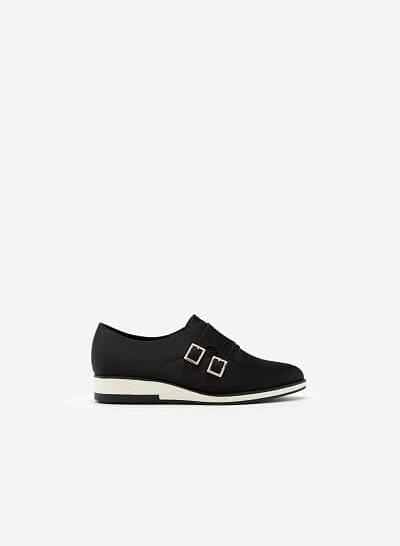 Giày Sneaker Satin Phối Khóa Cài Kiểu Belt - Màu Đen - SNK 0009