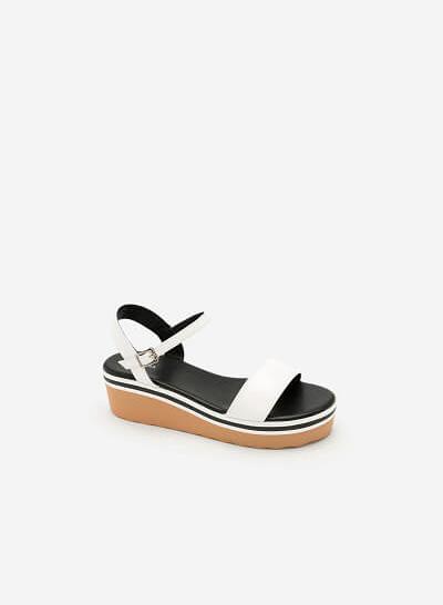 Giày Sandal Đế Xuồng Quai Ngang - Màu Trắng - SDX 0401