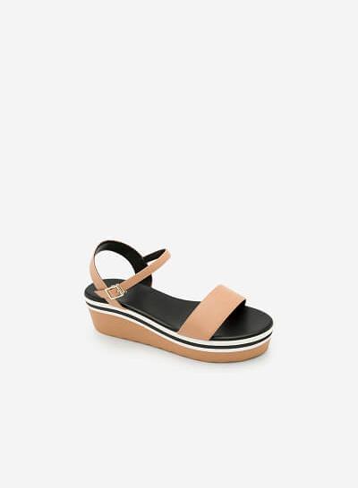 Giày Sandal Đế Xuồng Quai Ngang - Màu Be - SDX 0401