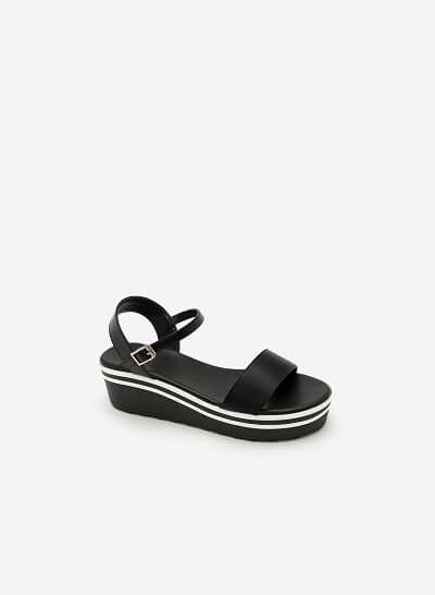 Giày Sandal Đế Xuồng Quai Ngang - Màu Đen - SDX 0401
