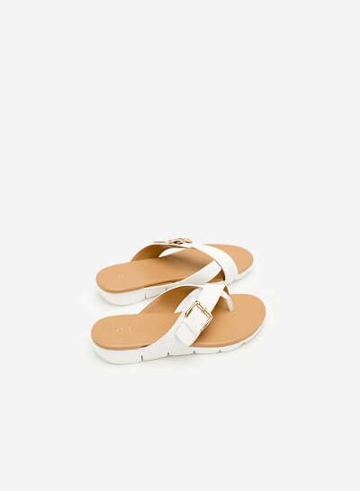 Dép Đế Bệt Quai Đan Chéo - Màu Trắng - DXP 0126