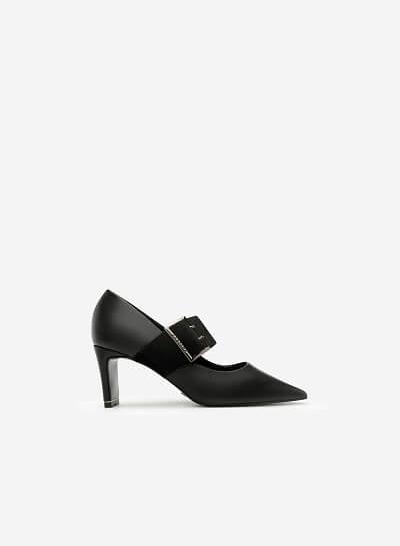 Giày Cao Gót Mary Janes Bản To - BMN 0319 - Màu Đen