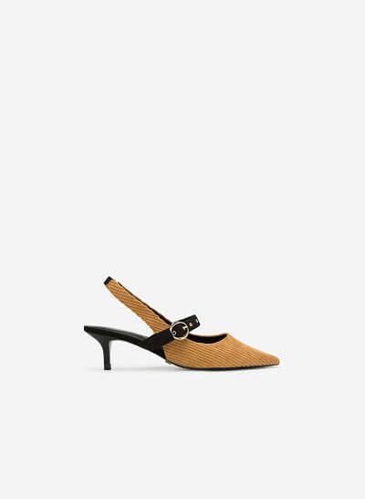 Giày Slingback Kaki Nhung Gân - BMN 0320 - Màu Nâu Sáng