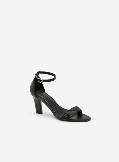 Giày Sandal Gót Vuông Quai Cổ Chân - SDN 0624 - Màu Đen