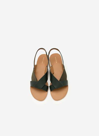 Giày Sandal Quai Đan Chéo - SDK 0289 - Màu Xanh Rêu