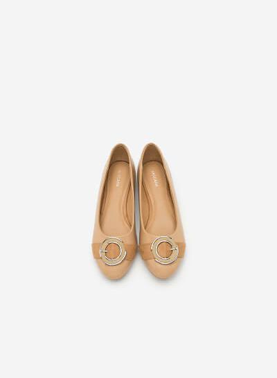 Giày Búp Bê Phối Khóa Cài - GBB 0407 - Màu Be