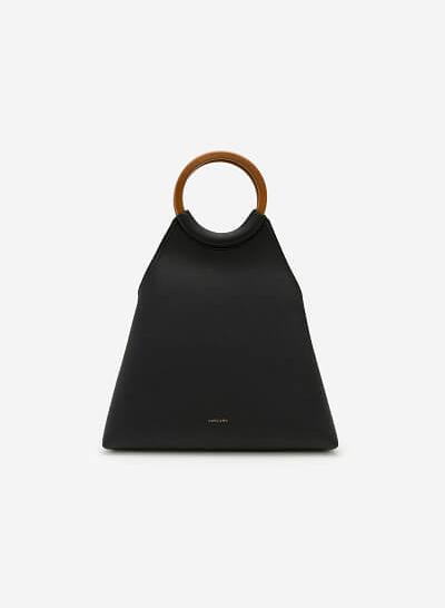 Túi Tote Quai Gỗ Dáng Gập - TOT 0045 - Màu Đen