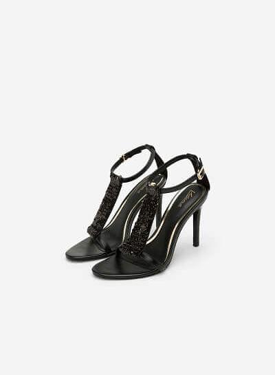 Giày Sandal Cao Gót Sequin - SDN 0620 - Màu Đen