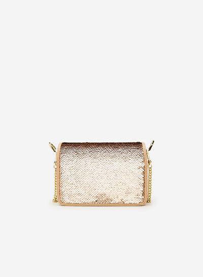 Túi Đeo Chéo Đính Sequin - SHO 0125 - Màu Vàng Hồng