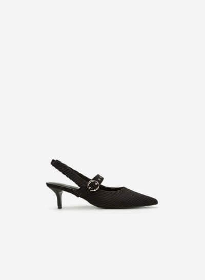 Giày Slingback Kaki Nhung Gân - BMN 0320 - Màu Đen