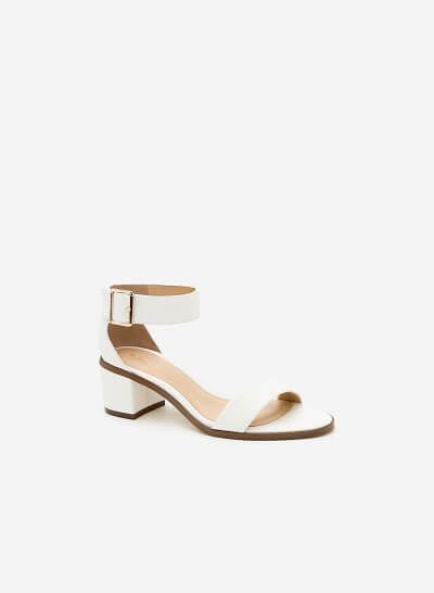 Giày Sandal Gót Vuông SDN 0581 - Màu Trắng