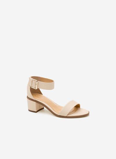 Giày Sandal Gót Vuông SDN 0581 - Màu Kem
