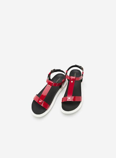 Giày Sandal Đế Bằng DXP 0117 - Màu Đỏ