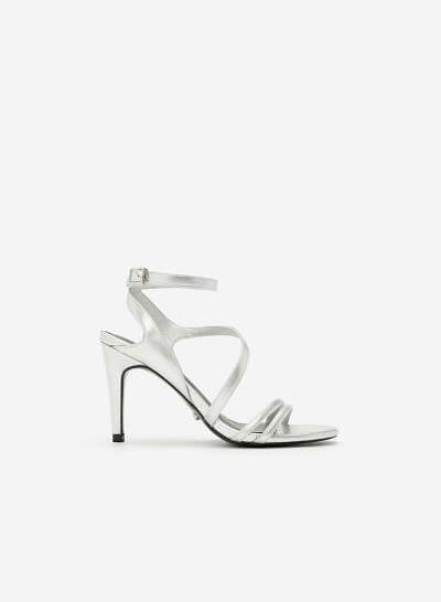 Giày Sandal Cao Gót Quai Lượn Chéo - Màu Bạc - SDN 0606