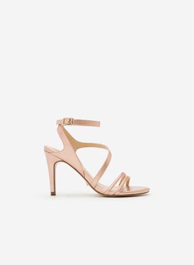 Giày Sandal Cao Gót Quai Lượn Chéo - Màu Vàng Hồng - SDN 0606