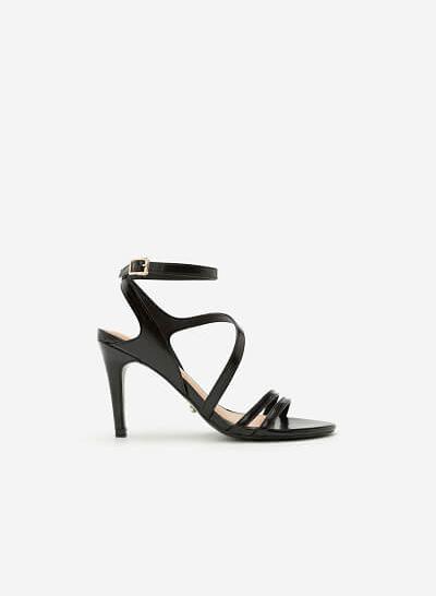 Giày Sandal Cao Gót Quai Lượn Chéo - Màu Đen - SDN 0606