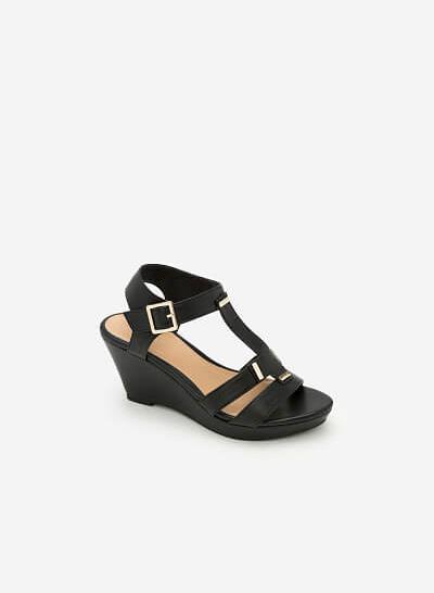 Giày Sandal Cao Đế Xuồng - Màu Đen - SDX 0402