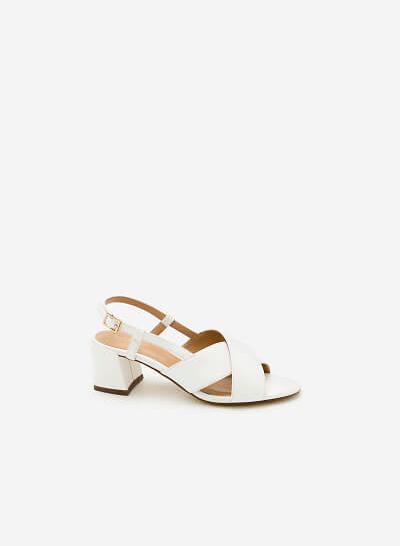 Giày Sandal Gót Vuông SDN 0600 - Màu Trắng