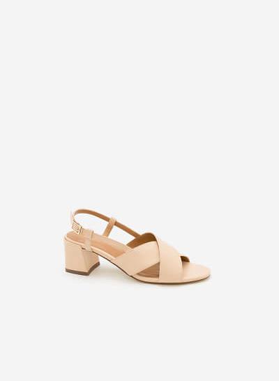 Giày Sandal Gót Vuông SDN 0600 - Màu Be