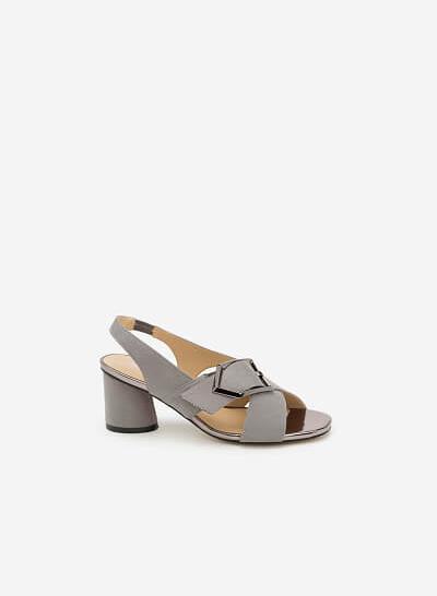 Giày Sandal Gót Vuông SDN 0592 - Màu Xám
