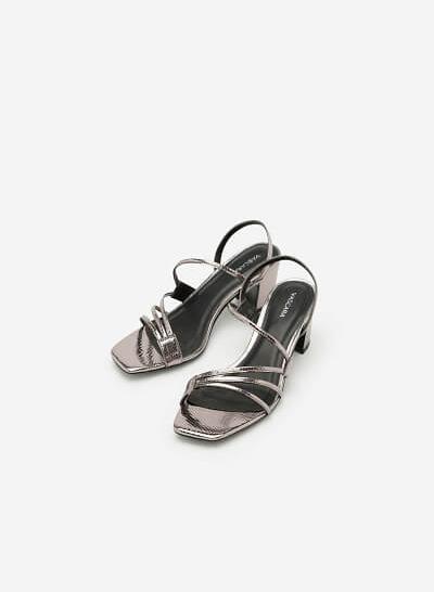 Giày Sandal Gót Vuông SDN 0598 - Màu Xám Khói Đậm