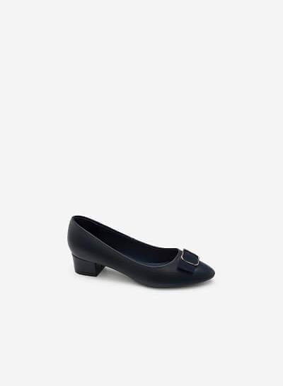 Giày Bít Mũi Đính Khóa - BMN 0315 - Màu Xanh Navy