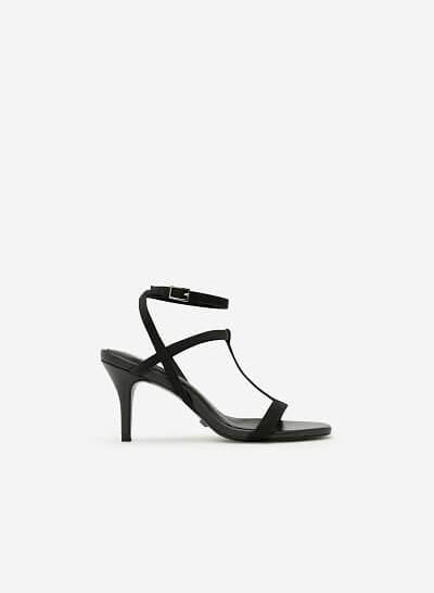 Giày Sandal T-Strap Gót Nhọn - SDN 0621 - Màu Đen