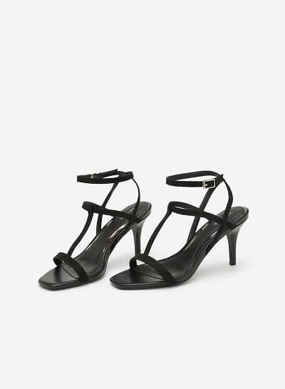Giày Sandal T-Strap Gót Nhọn - SDN 0621 - Màu Đen - VASCARA
