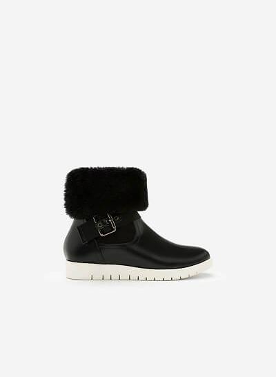 Giày boots chần bông - BOT 0892 - Màu đen