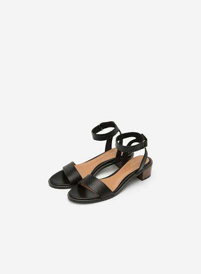Giày Sandal Vân Da Rắn - SDN 0623 - Màu Đen