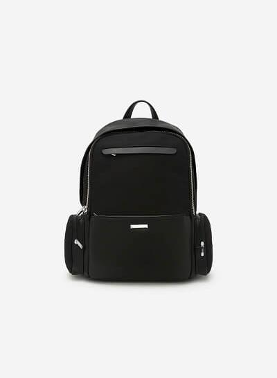 Balo Da Phối Vải Dù - BAC 0096 - Màu Đen
