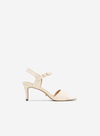 Giày Sandal Gót Nhọn Họa Tiết Vân - SDN 0616 - Màu Be