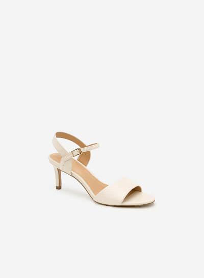 Giày Sandal Gót Nhọn Họa Tiết Vân - SDN 0616 - Màu Be