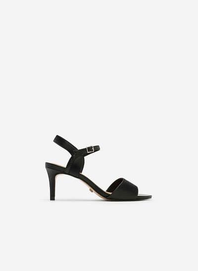 Giày Sandal Gót Nhọn Họa Tiết Vân - SDN 0616 - Màu Đen