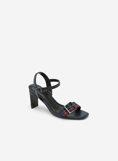 GIày Sandal Cao Gót Đính Khóa - SDN 0617 - Họa Tiết Caro