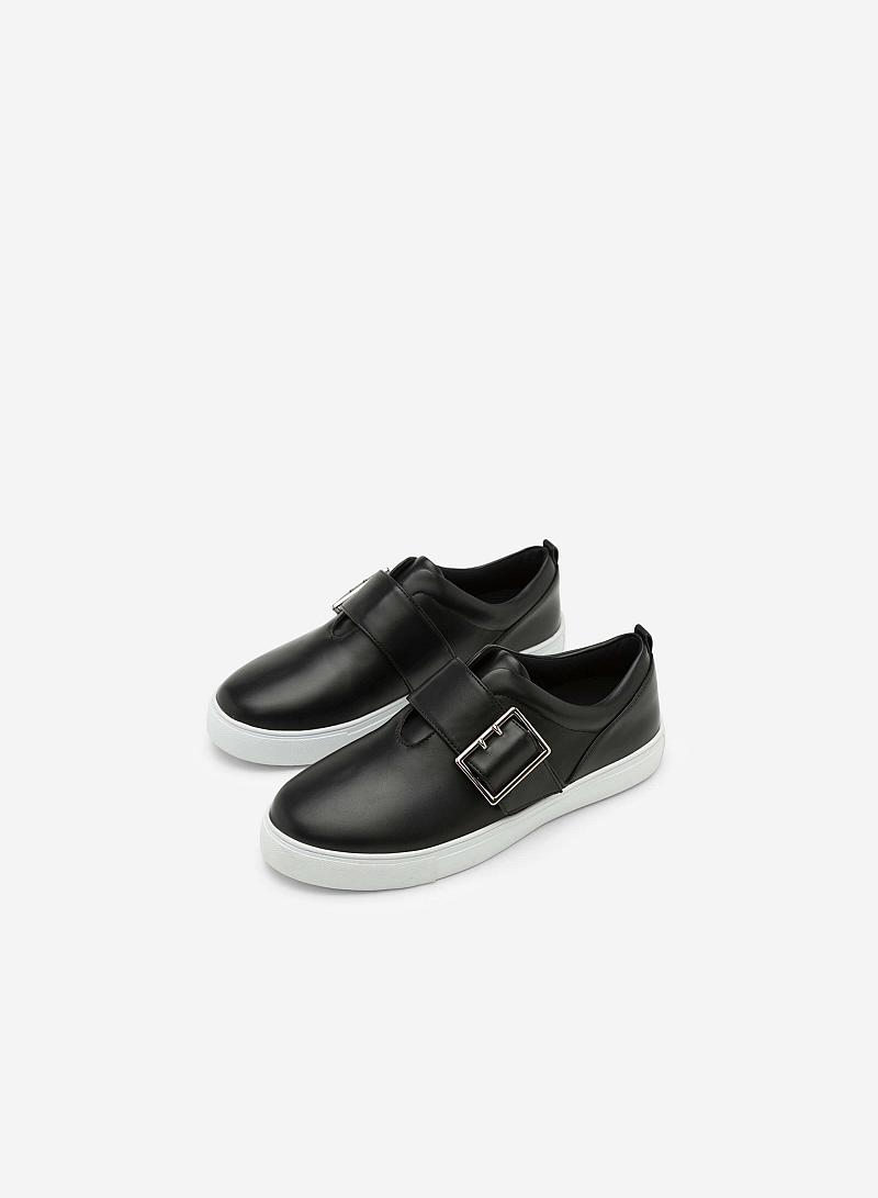 Giày Sneaker Da Bóng Phối Khóa - SNK 0019 - Màu Đen - vascara.com