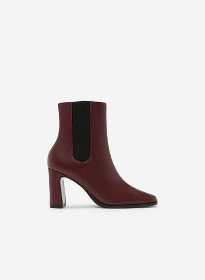 Giày Boots Khóa Kéo - BOT 0879 - Màu Đỏ Đậm