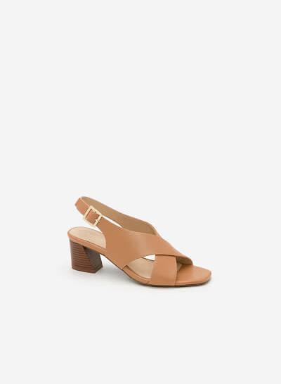 Giày Sandal Cao Quai Đan Chéo - SDN 0615 - Màu Be