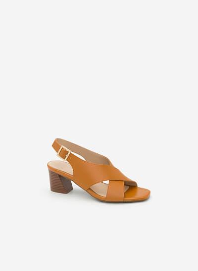 Giày Sandal Cao Quai Đan Chéo - SDN 0615 - Màu Nâu