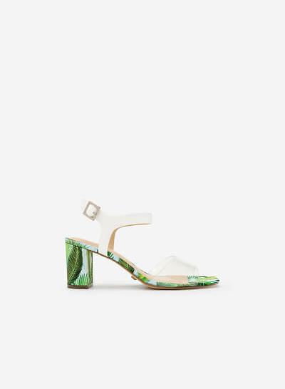 Giày Sandal Cao Gót Họa Tiết Lá - SDN 0626 - Màu Trong Suốt