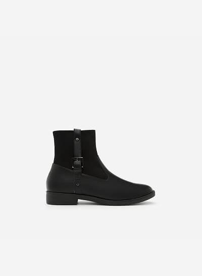 Giày Boots Phối Belt - BOT 0887 - Màu Đen
