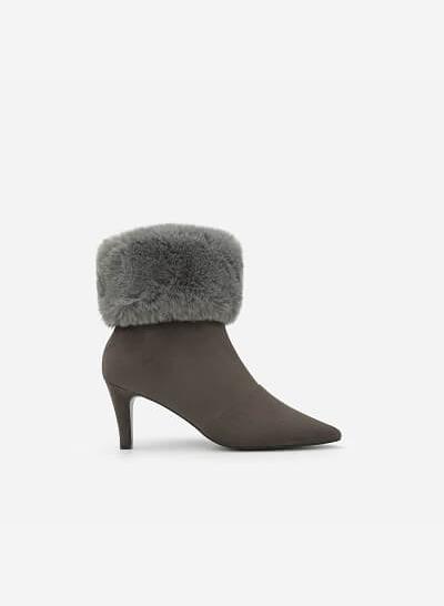 Giày Boots Cổ Lông - BOT 0878 - Màu Xám