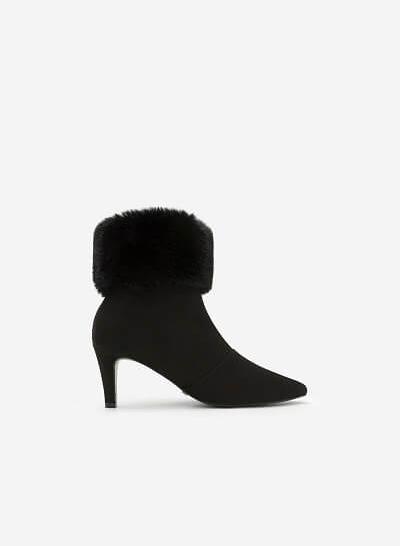 Giày Boots Cổ Lông - BOT 0878 - Màu Đen