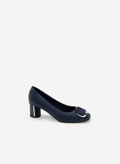 Giày Bít Gót Trụ Lục Giác - Màu Xanh Navy - BMN 0282