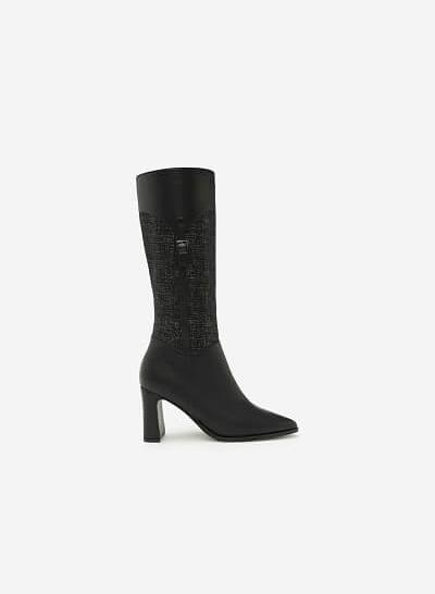 Giày Boots Cổ Cao Phối Belt - BOT 0882 - Màu Xám
