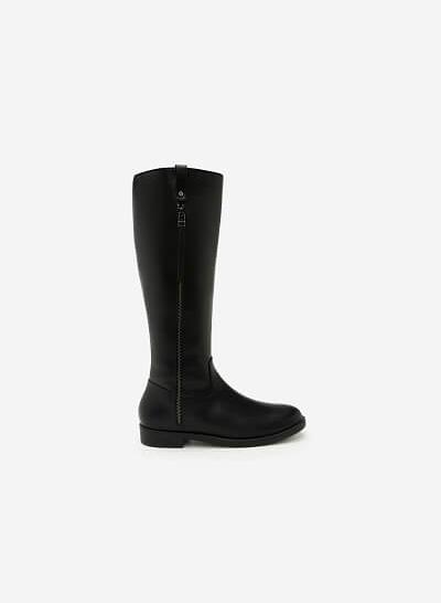 Giày Boots Cổ Cao Khóa Kéo - BOT 0885 - Màu Đen