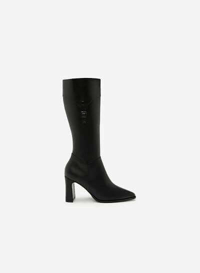 Giày Boots Cổ Cao Phối Belt - BOT 0882 - Màu Đen