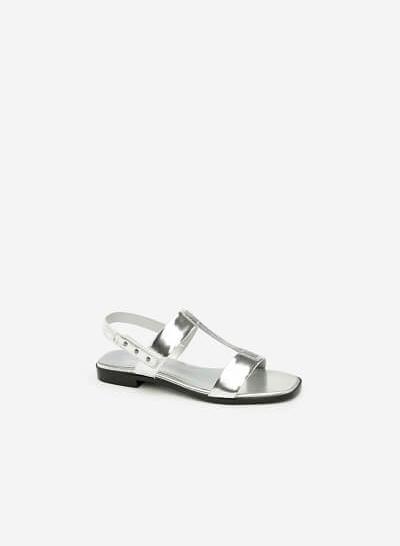 Giày Sandal Quai Chữ T Phủ Metallic - SDK 0286 - Màu Bạc